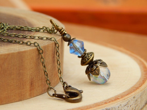 Items similar to Light blue necklace, blue bridesmaid necklace, blue ...