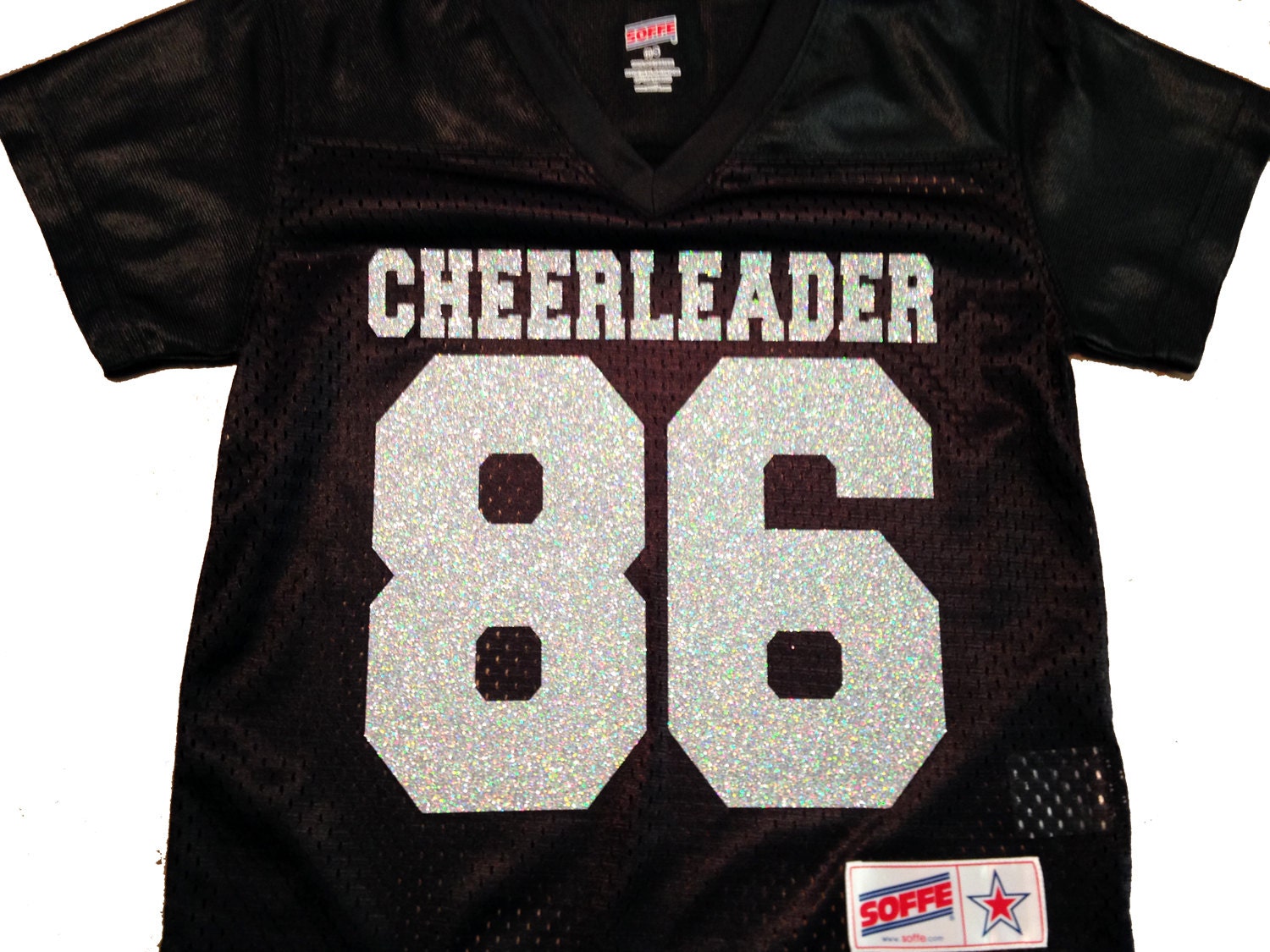 Custom Glitter Cheerleader Football Jersey by GirlieGirlCouture