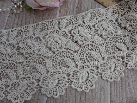 Vintage Beige Crochet Lace Trim Ecru Cotton Hollowed Lace Trim