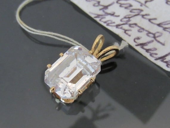 Vintage Jewelry Gold-Tone White CZ Charm Pendant