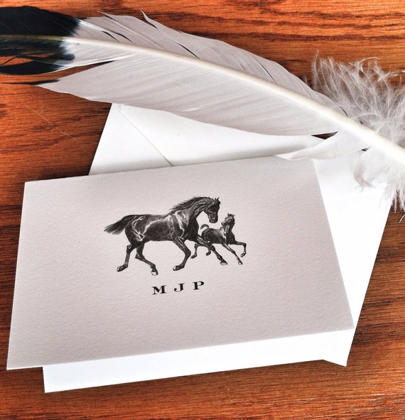 Items similar to Personalized Horse Stationery Set of 10 300, 100