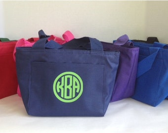 Monogram Lunch Tote - Personalized Lunch Bag - Back to School - Insulated Lunch Box