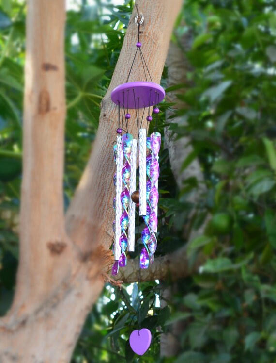 Purple Pearl Wind TWIRLS SPINS Windchimes Tuned Handcrafted