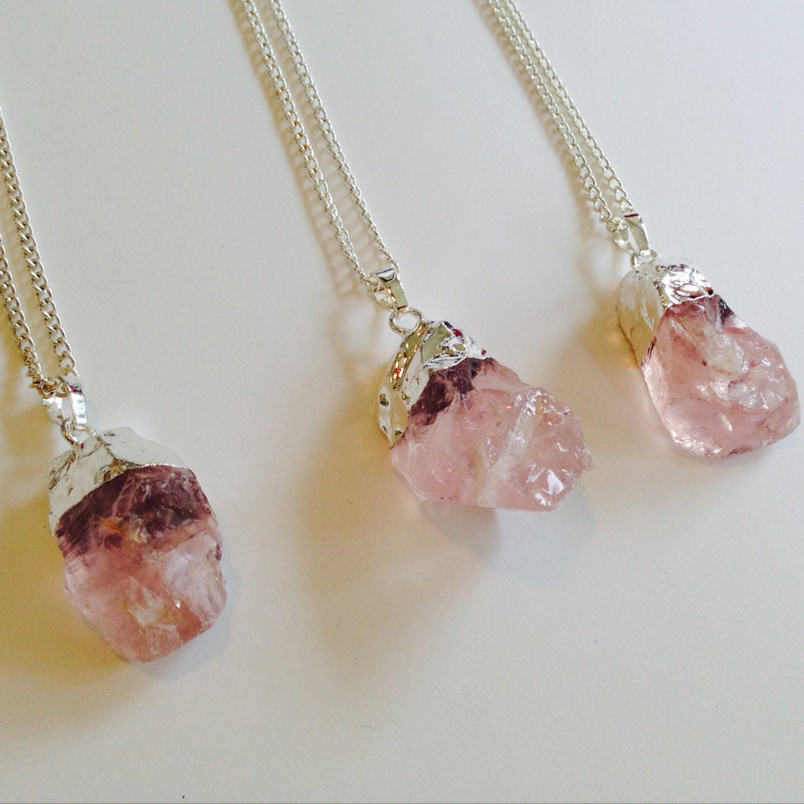 rose quartz stone necklace