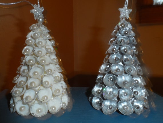2 seashell christmas tree ornaments 2 seashell christmas tree ornaments