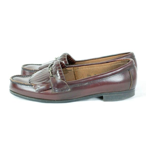 CLEARANCE Oxblood Leather Loafers Fringed by waywardcollection