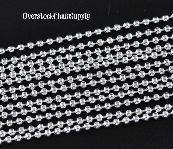 2.4mm Shiny Silver Plated Smooth Ball Chain and Connectors -1023