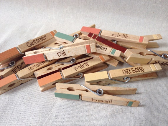 Set of 15 Clothespin Herb Markers, Custom Order