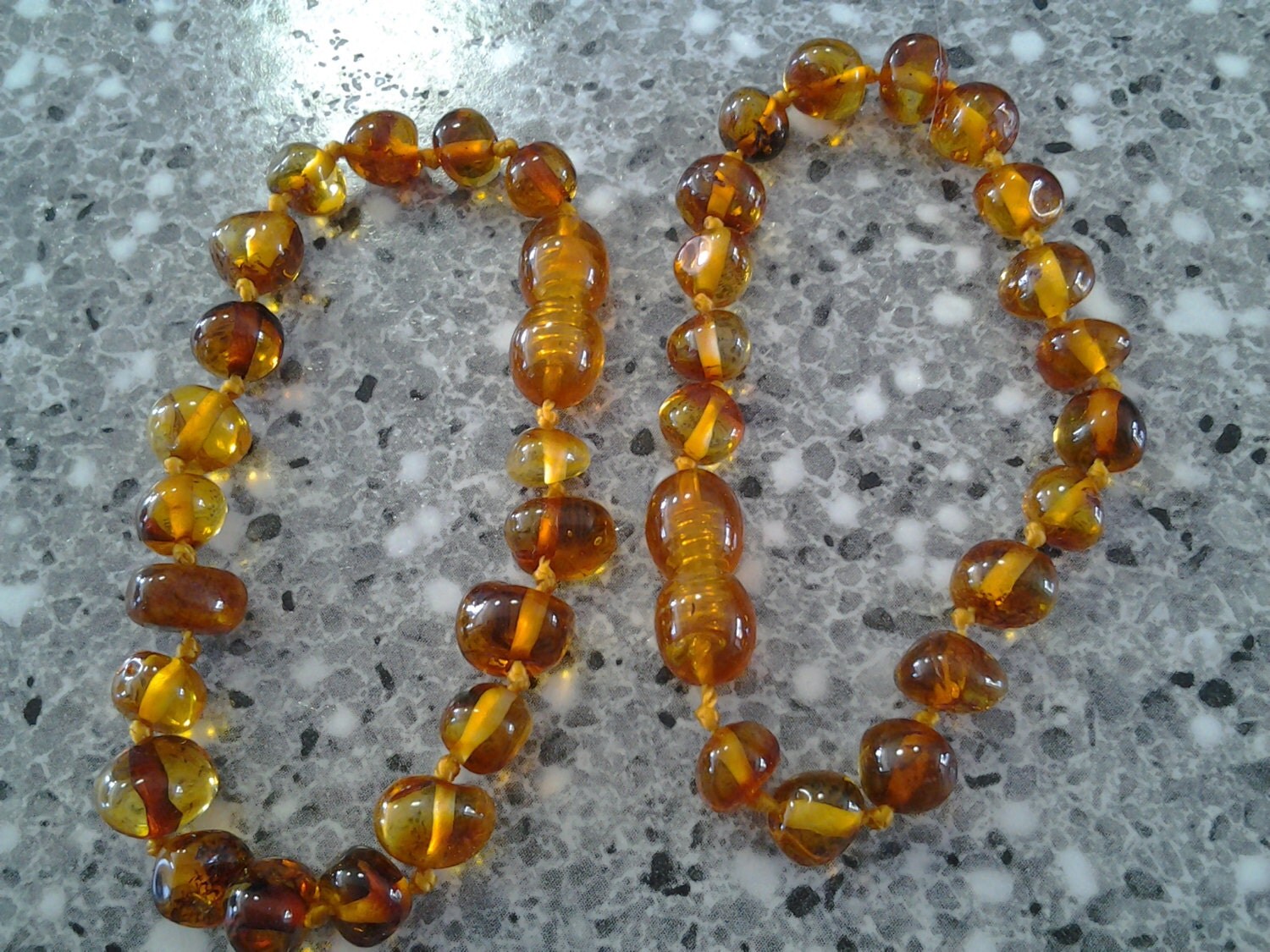 26# Cognac Baltic amber teething bracelet - 6" baby shower gift made in Canada