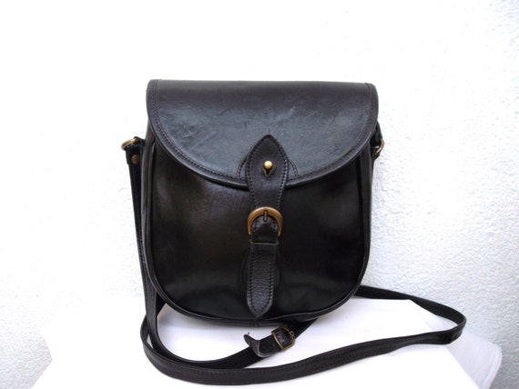 Small Leather Bag, Black Leather Messenger Bag, Scooter Purse, Genuine ...