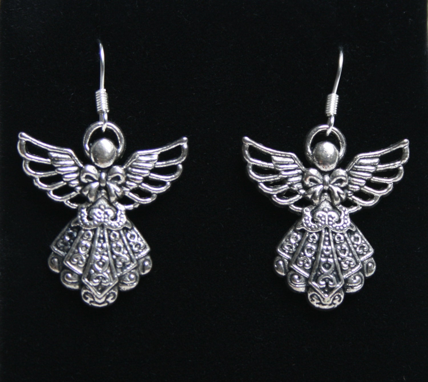 Handcrafted 'Guardian Angel' Earrings. Tibetan silver