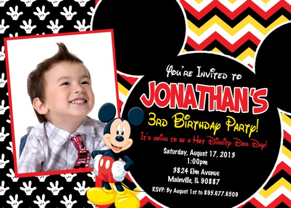 Items similar to Mickey Mouse Birthday Party Invitation - Digital File ...