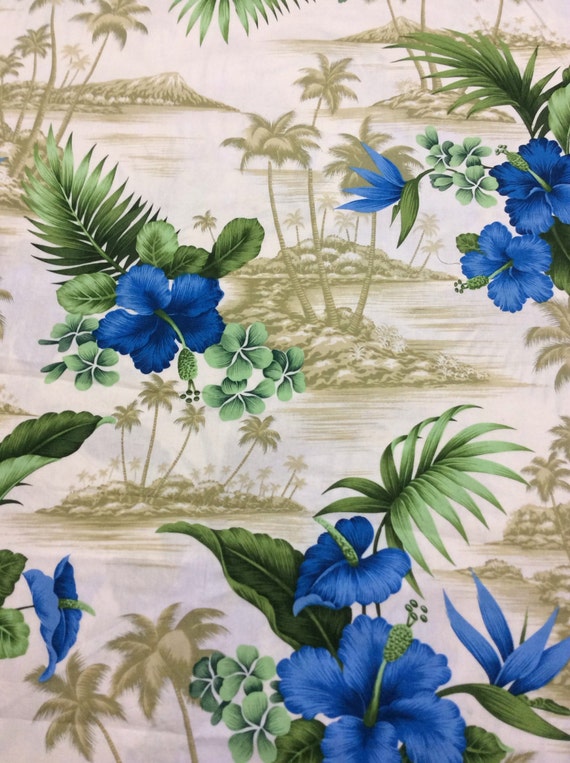 David Textiles printex fabrics Blue Hawaii Fabric 100 cotton fabric
