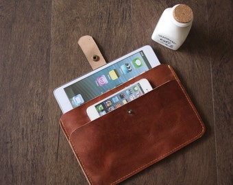 Tan leather ipad mini case, ipad sleeve - leather bag for ipad mini ...