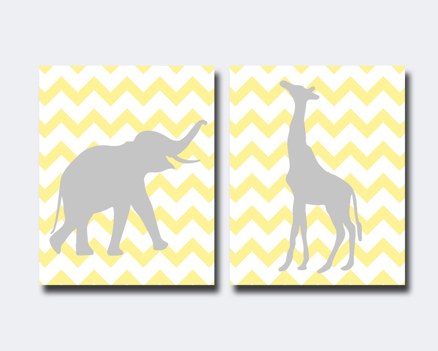 Elephant and Giraffe Wall Art Print Nursery Wall Art Boys