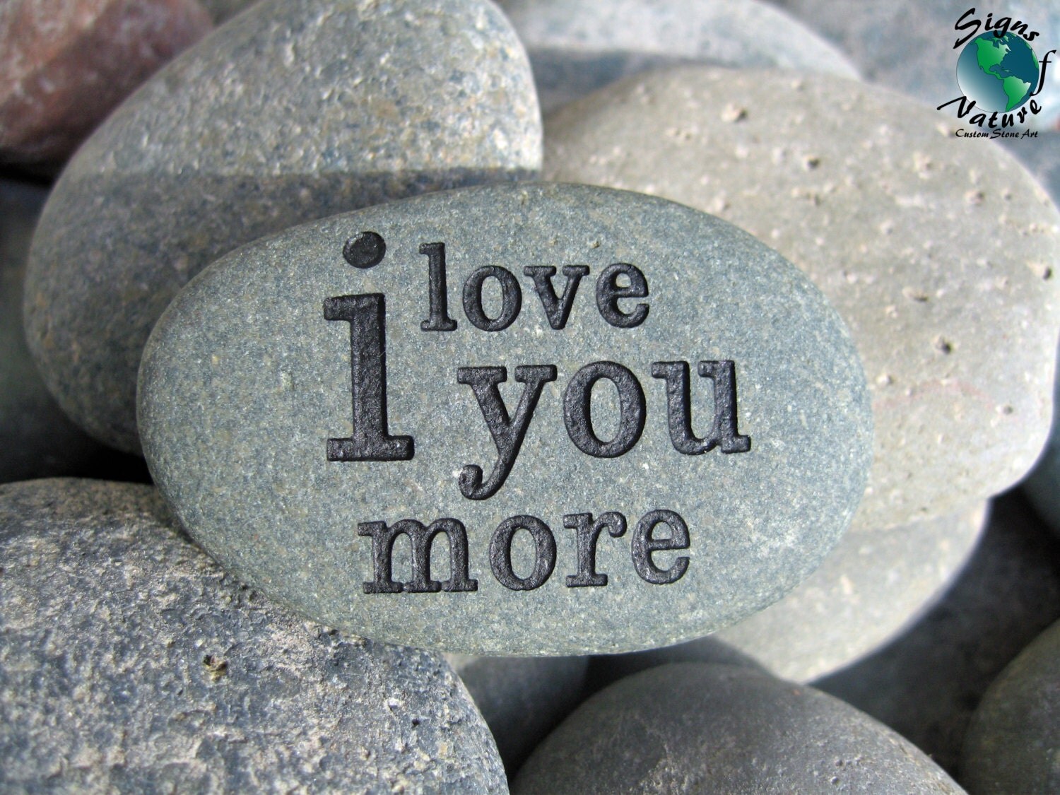 I Love You More Keepsake Stone 2in-3in Custom Hand Engraved