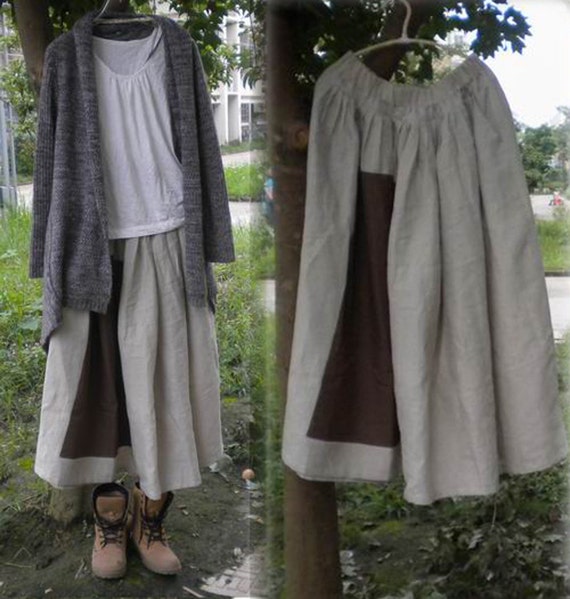 187Women's Color Block Maxi Skirt Long Skirt Full