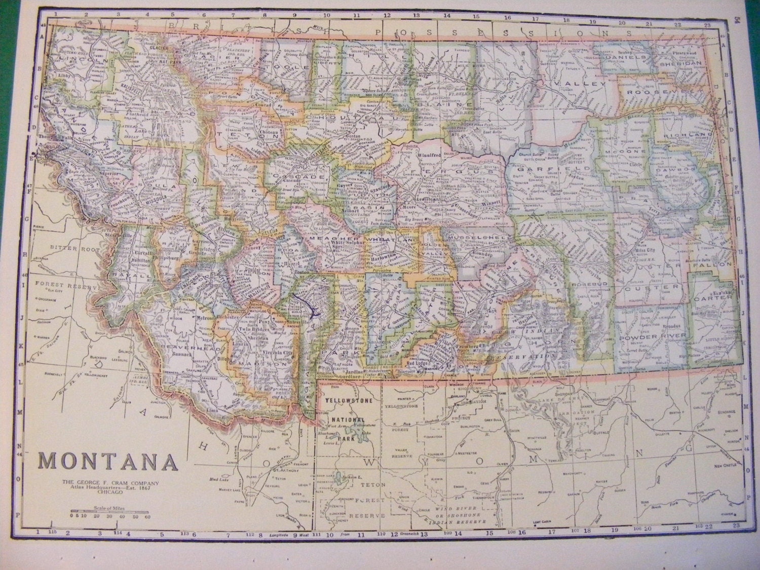 1923 Map of Montana and South Dakota MT SD by WisconsinFound