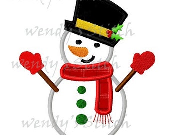Snowman with mittens machine embroidery design applique