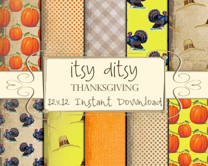 Thanksgiving Digital paper Thanksgiving scrapbook paper