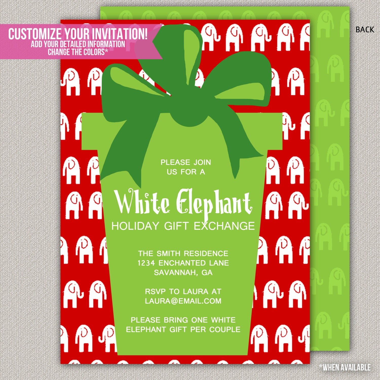 Dinywageman: White Elephant Party Invitation Wording