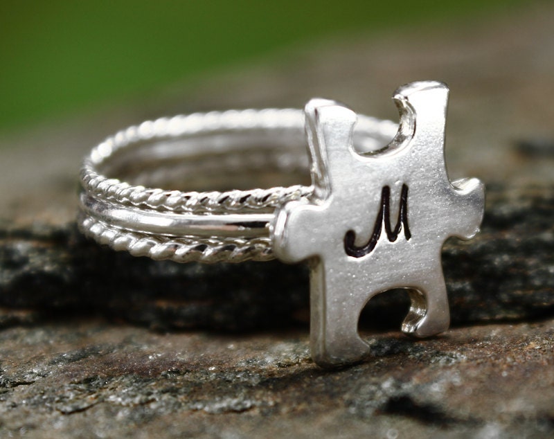 Autism Puzzle Piece Jewelry Personalized Ring Autism Jewelry