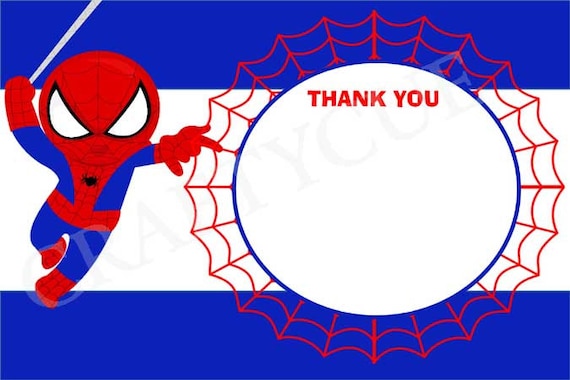 Spiderman Thank You Cards Printable by CraftyCue on Etsy