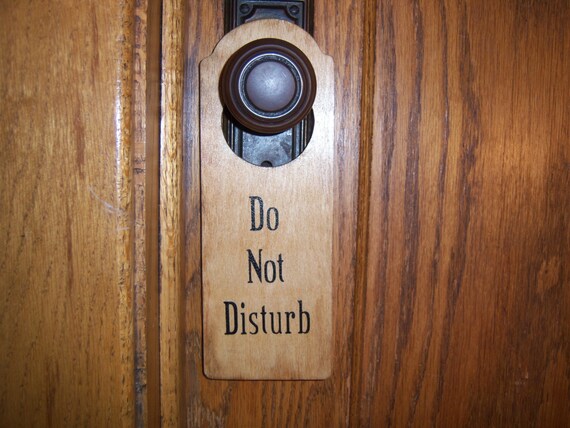 Do Not Disturb Sign on Wooden Doorknob Hanger for Home or Office