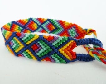 Aztec Woven Bracelet - Rainbow Boho Bracelet - handmade knotted ...