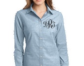 monogrammed chambray shirt