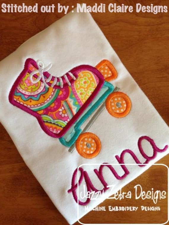 Roller Skate Applique embroidery Design skate applique