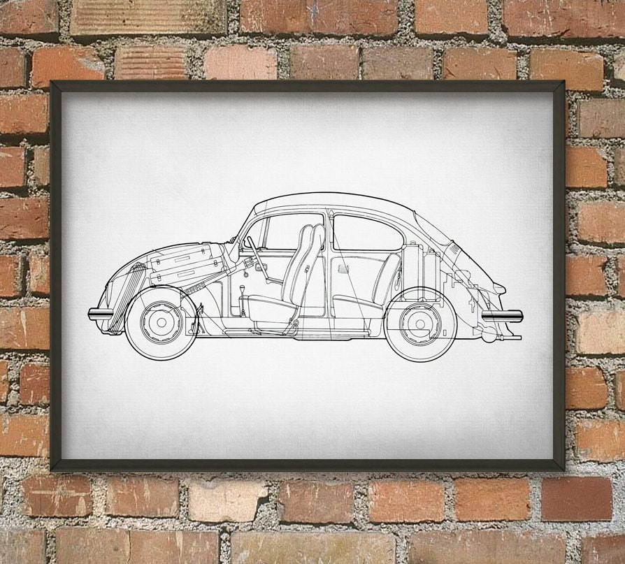 Vw Beetle Car Patent Wall Art Poster By Quantumprints On Etsy 