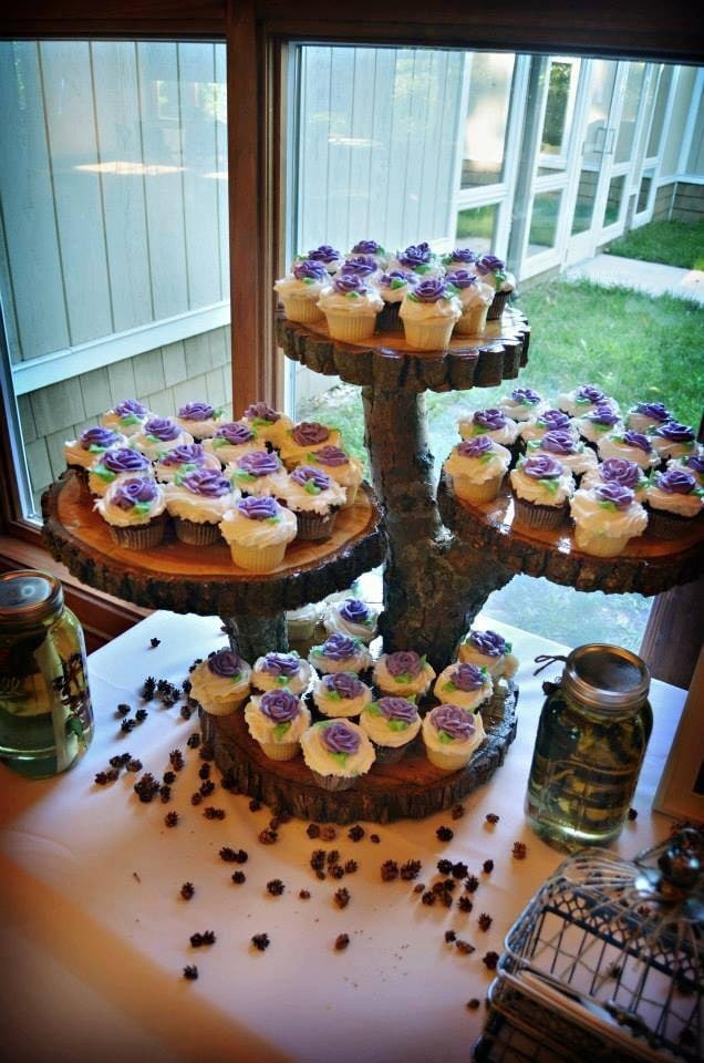 4 Tier Wood Log Custom Rustic Cupcake Stand by RuffsRustic on Etsy