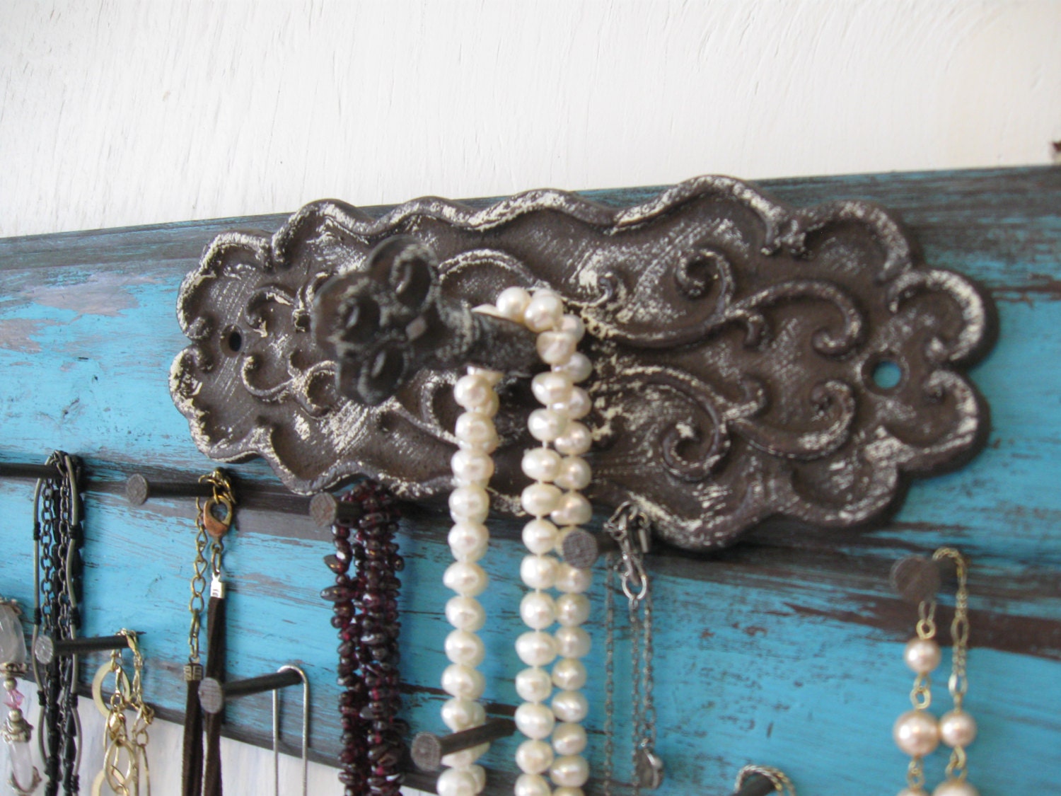 Rustic Jewelry Holder 24 Inches Long Distressed Necklace