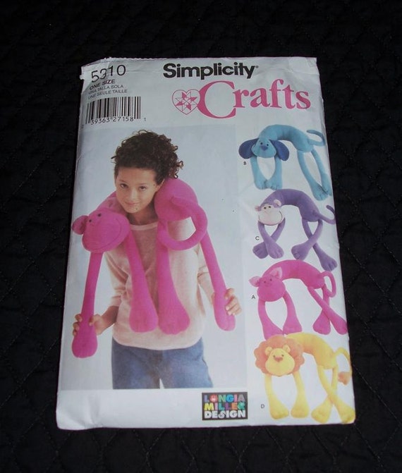 Simplicity Crafts Paper Animal Neck Pillow Pattern Cat Dog