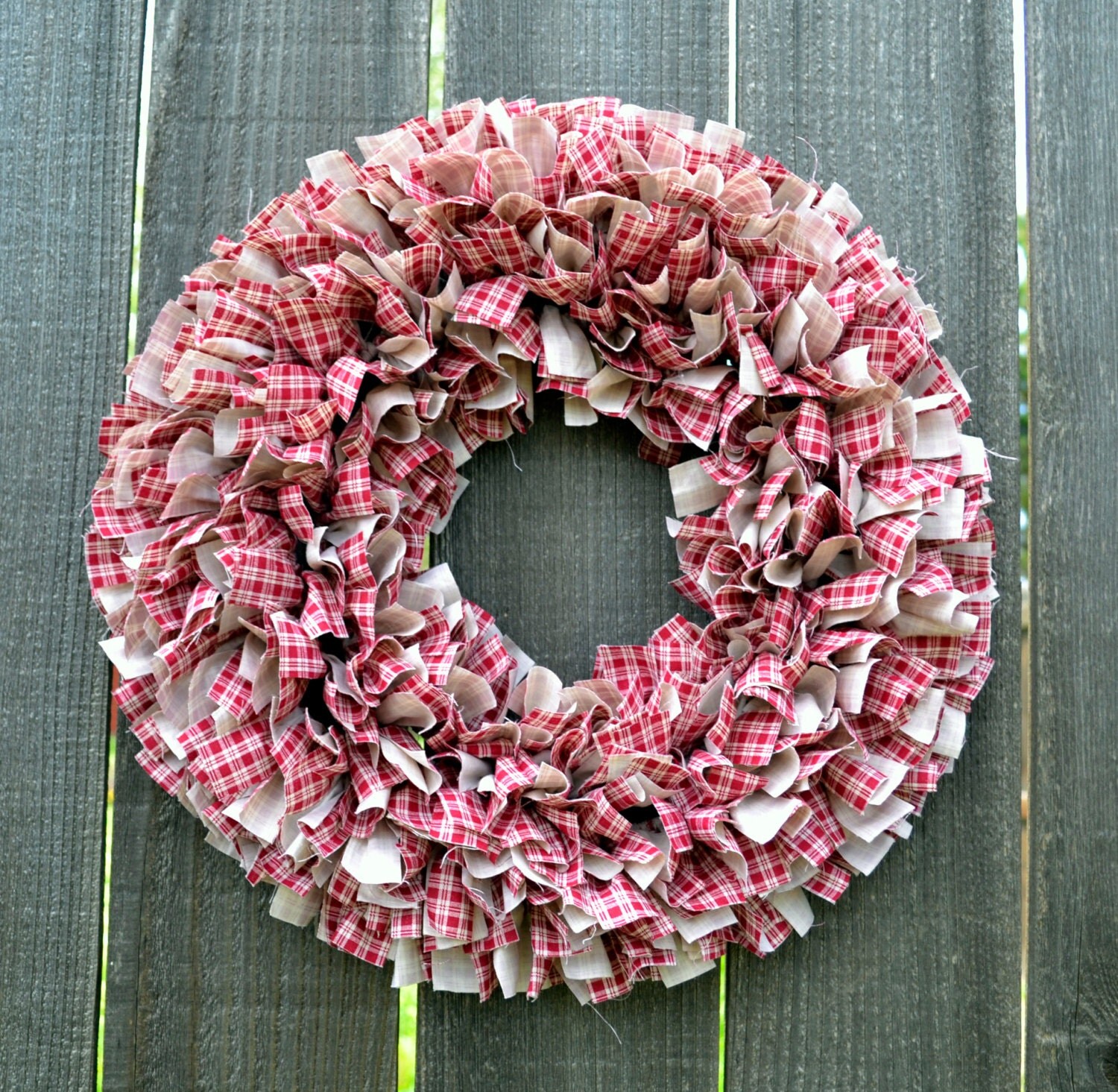 Summer Rag Wreath 16 Rustic Wreath Country by CindyHeitkampDesigns