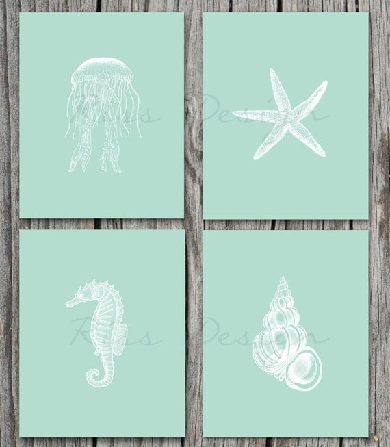 Sea Life / Underwater Life Printables Four 8x10 Prints