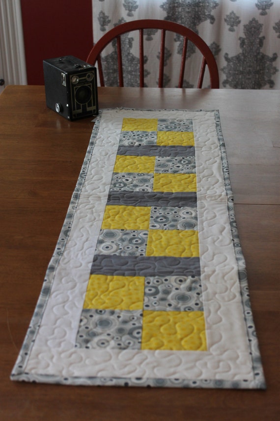 Gray and Yellow Table Runner