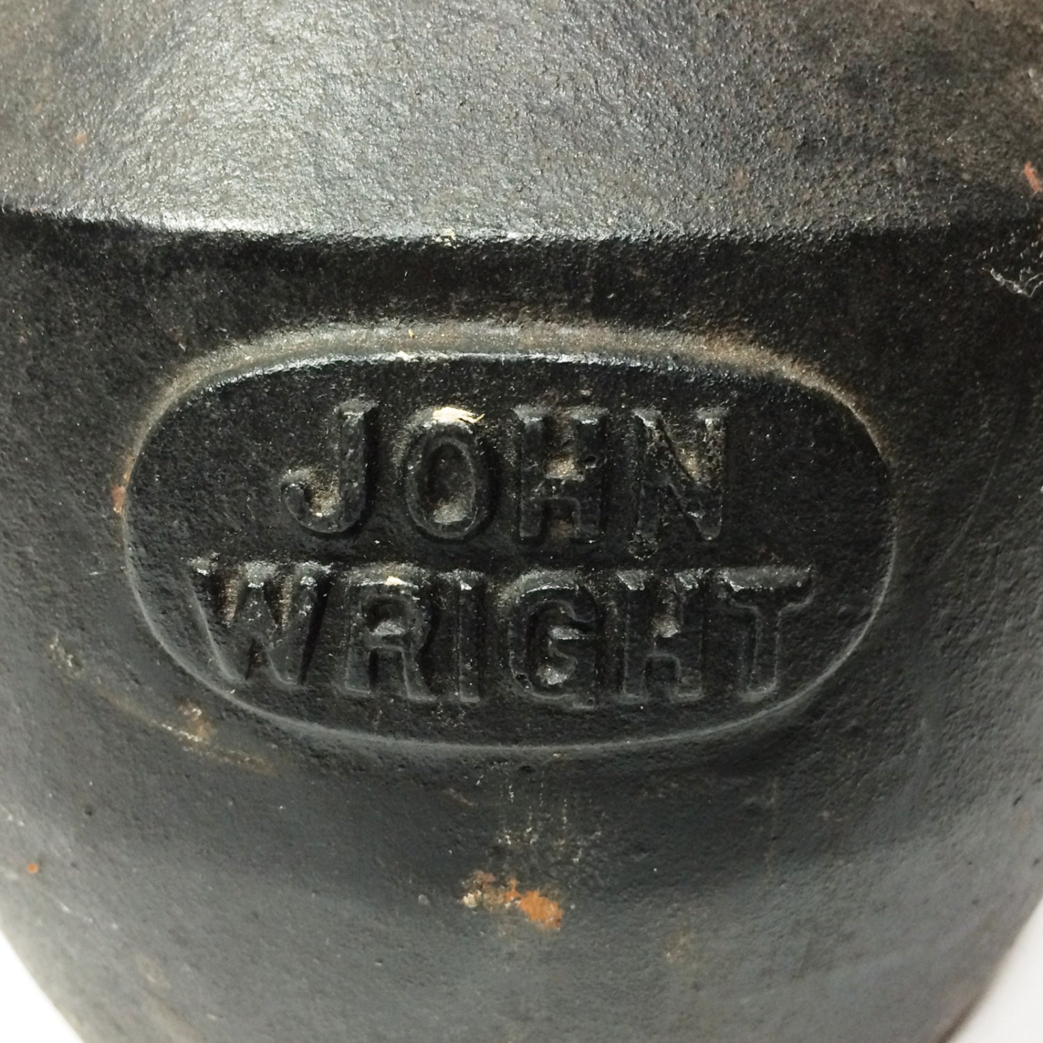 Vintage John Wright Cast Iron Teapot Kettle with Brass Coil