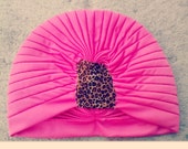 Leopard Print embellished Pink Turban