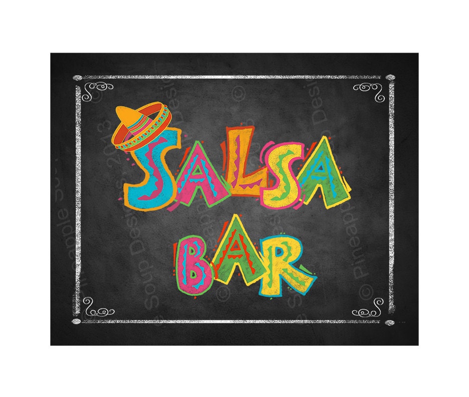 Fiesta Party SALSA BAR sign in chalkboard style by PSPrintables
