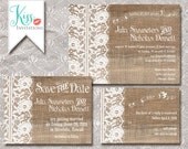 Printable Wedding Invitations Country Chic Burlap and Lace - rustic wedding - DIY Printable