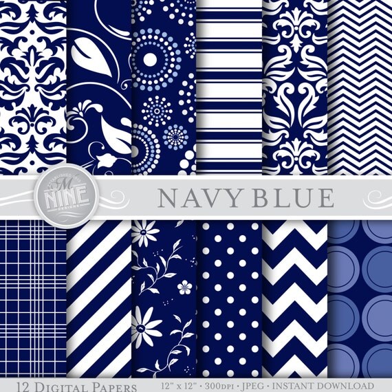 NAVY BLUE Digital Paper: SEAMLESS Navy Blue Pattern Prints