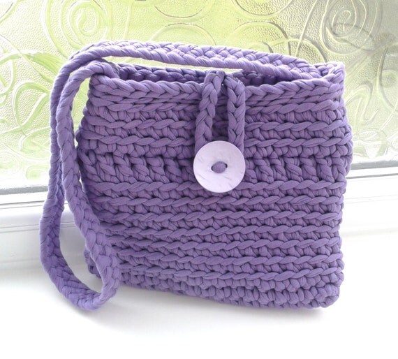 Crochet Crossbody Bag Lilac Ladies Purse Shoulder Bag Boho