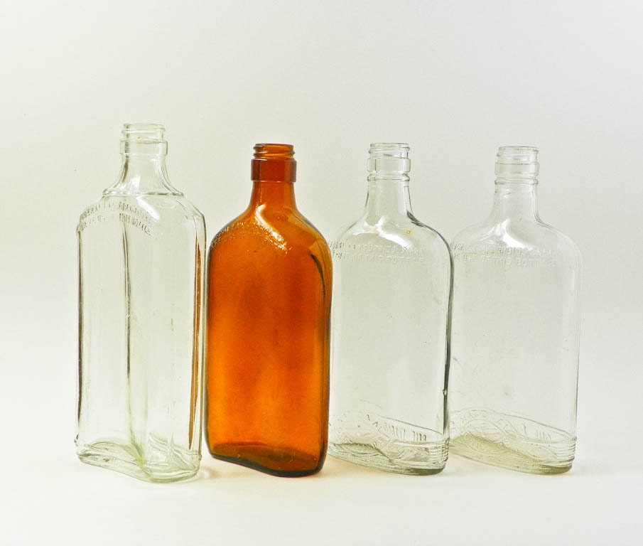 Vintage Liquor Bottles Flat Pint Bottles Federal Law