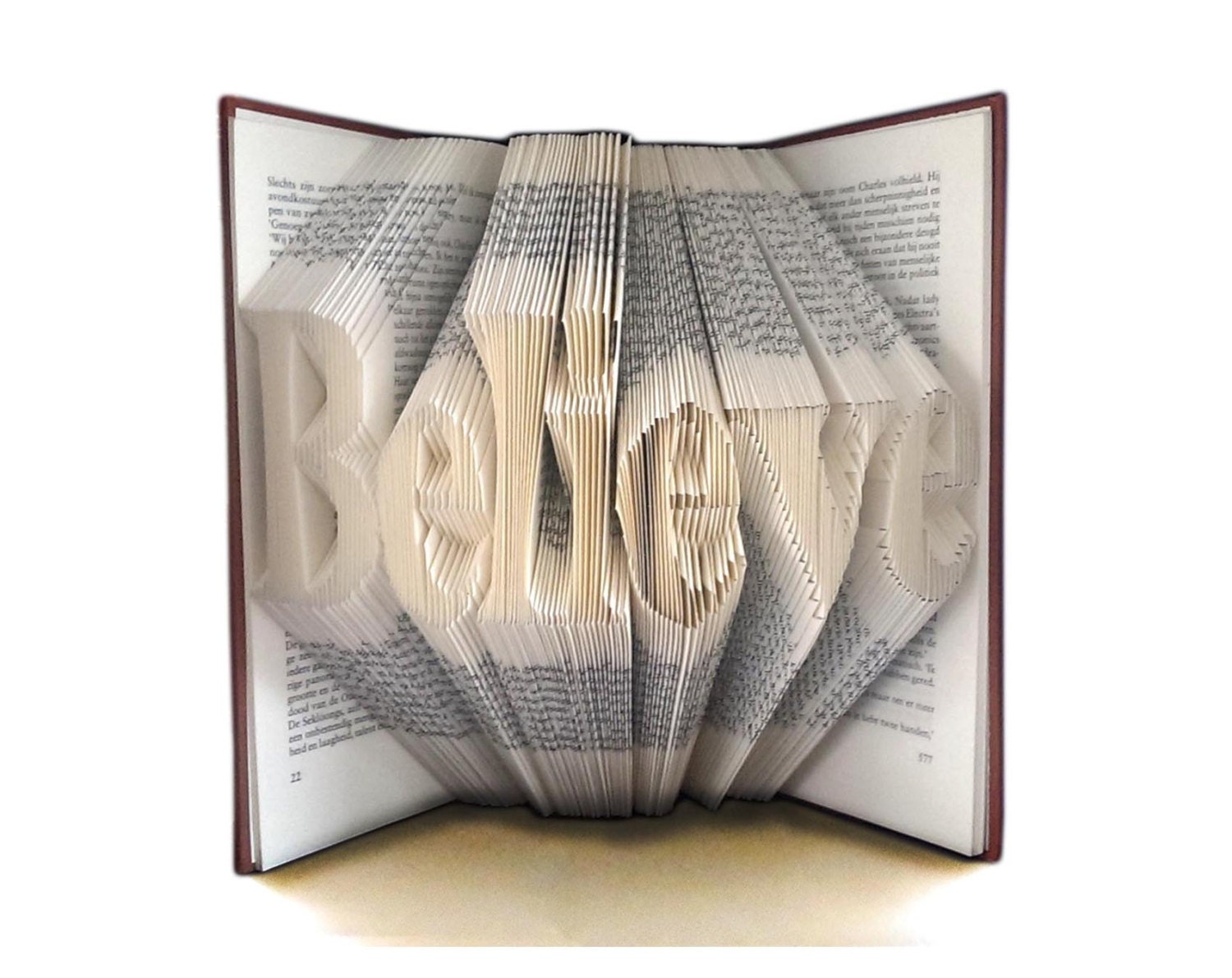 Folded Book Art - BELIEVE - Handmade - Christmas Decoration - Home decoration - 7 letters - Word - Original gift - Hand crafted