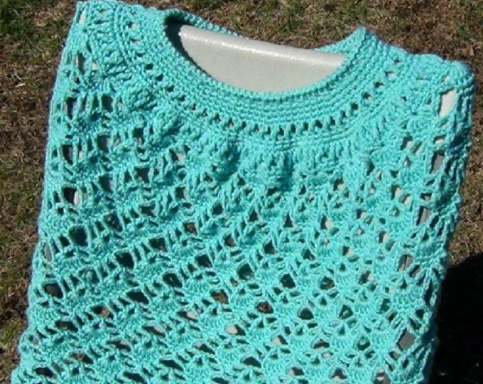 Poncho - Crochet Poncho - Aruba Sea Aqua Green Woman's Poncho