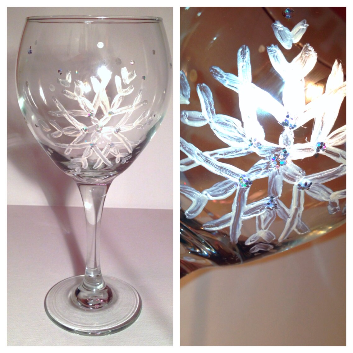 Set Of 4 Snowflake Glitter Wine Glasses 20 By