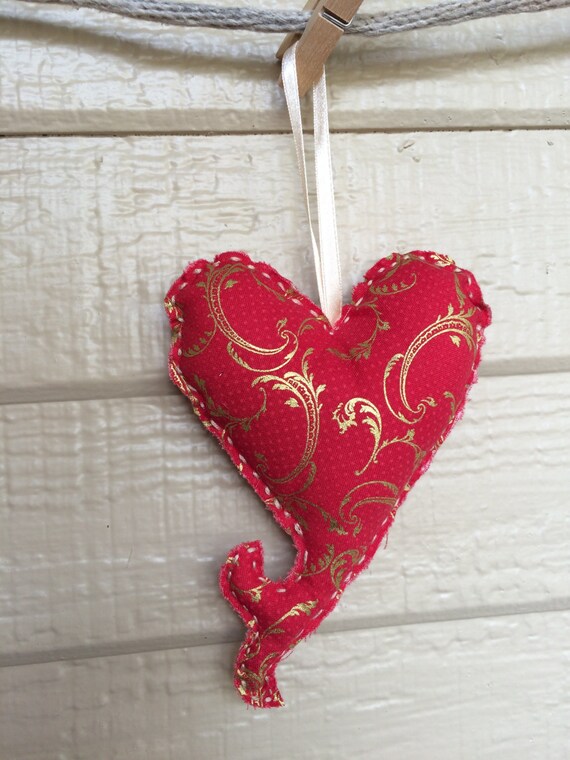 Items similar to Fabric Heart Ornaments, For Any Season Holidays