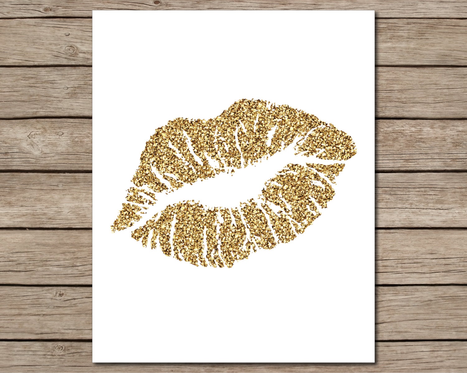 Gold Glitter Kiss Lips Printable Instant Download Printable